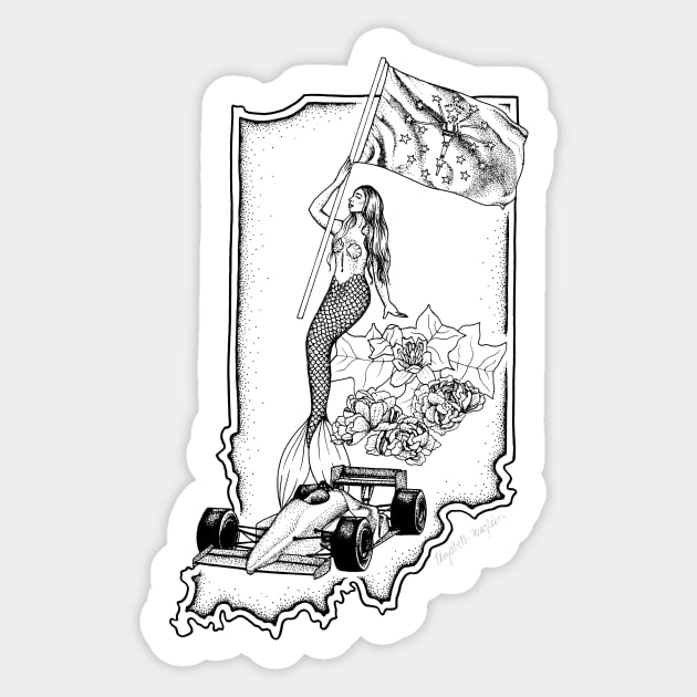 Indiana Mermaid Sticker by Elizabeth Weglein Art